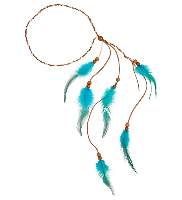 "BANDEAU AVEC PLUME INDIEN TURQUOISE"