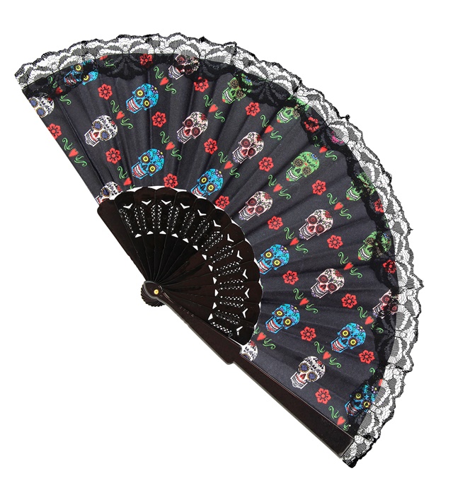 "EVENTAIL EN TISSU JOUR DES MORTS" 23 cm