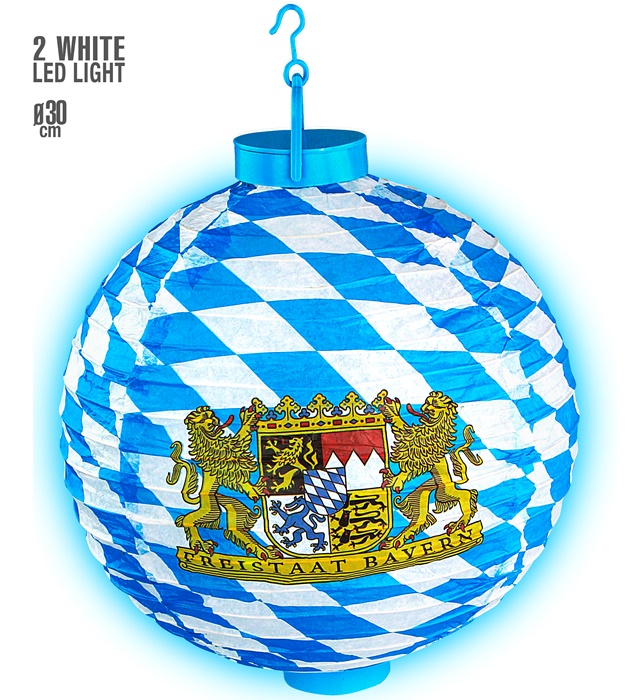 "LAMPION LUMINEUX BAVAROIS AVEC 2 AMPOULES LED BLANCHE" 30 cm