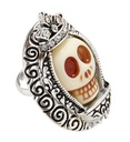 "BAGUE ARGENTéE AVEC CRANE BLANC ET STRASS"