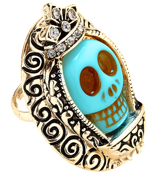 "BAGUE DORéE AVEC CRANE TURQUOISE ET STRASS"