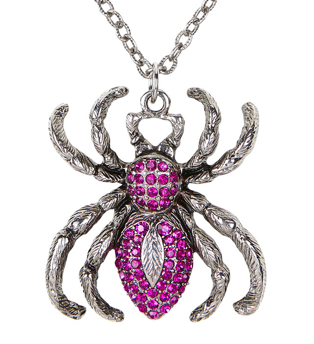 "COLLIER ARAIGNEE ARGENTé AVEC STRASS VIOLET"