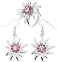 "BOUCLES D'OREILLES EDELWEISS AVECBAGUE STRASS VIOLET CLAIR"