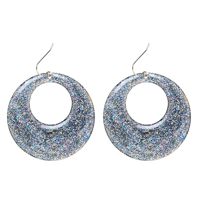 [03522] Paire de "BOUCLES D'OREILLES PAILLETTES ARGENT"
