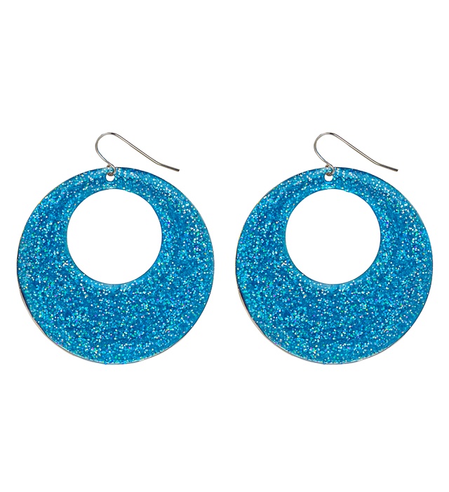 [03524] Paire de "BOUCLES D'OREILLES PAILLETTES TURQUOISE"