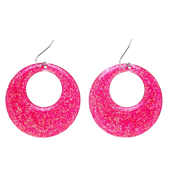 [03525] Paire de "BOUCLES D'OREILLES PAILLETTES ROSE"