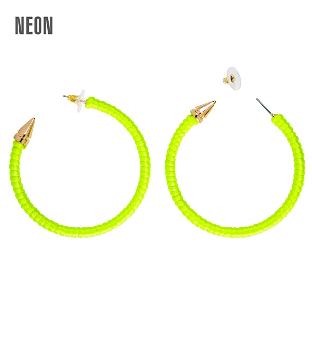 [03533] Paire de " BOUCLES D'OREILLES JAUNE NEON"