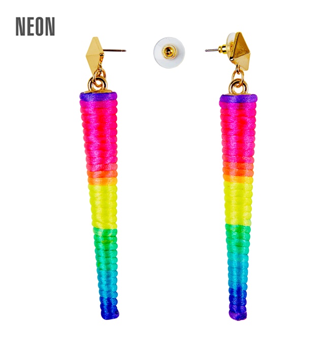 [03534] Paire de " BOUCLES D'OREILLES CONES NEON MULTICOLORES"