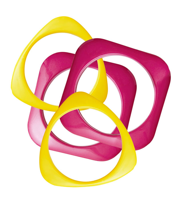 [03554] Set de "4 BRACELETS DISCO ROSES ETJAUNES"