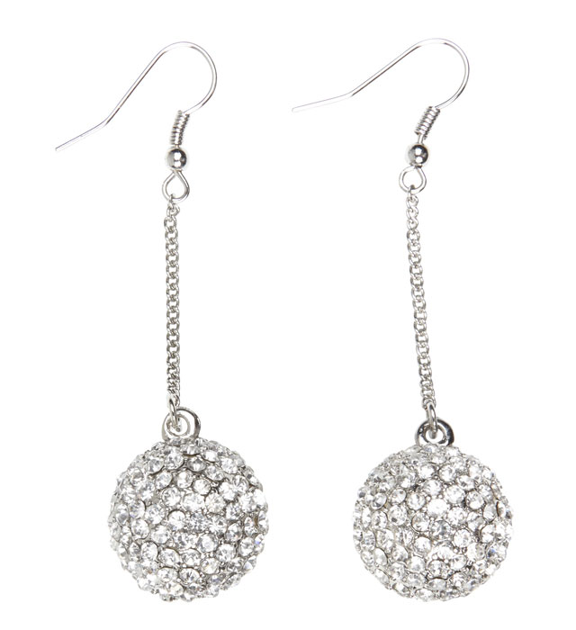 Paire de "BOUCLES D'OREILLES SPHERE STRASS"