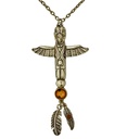 "COLLIER TOTEM INDIEN DORé AVEC PIERRE"