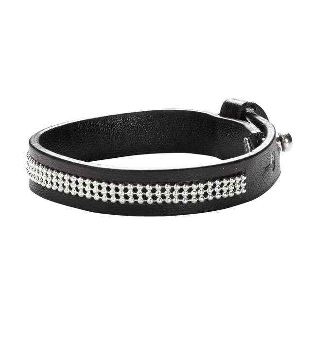 [03569] "BRACELET INCRUSTé EN FAUX CUIR NOIR"