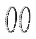 Paire de "BOUCLES D'OREILLES NOIRES INCRUSTéES DE PERLES BLANCHES"
