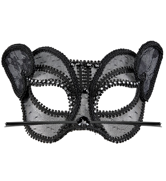 "LOUP PANTHÈRE LOOK MODE NUDE AVEC DENTELLE ET STRASS"