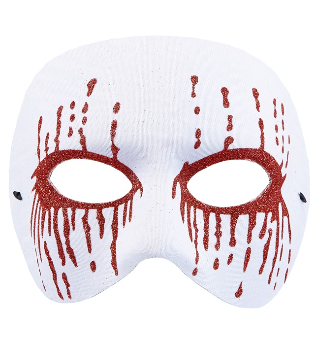 [03641] "MASQUE UNISEXE BLANC PSYCHO AVEC YEUX SANGLANTS"