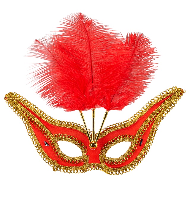 [03657] "LOUP ROUGE AVEC BORDURE OR ET PLUMES"