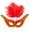 "LOUP ROUGE AVEC BORDURE OR ET PLUMES"