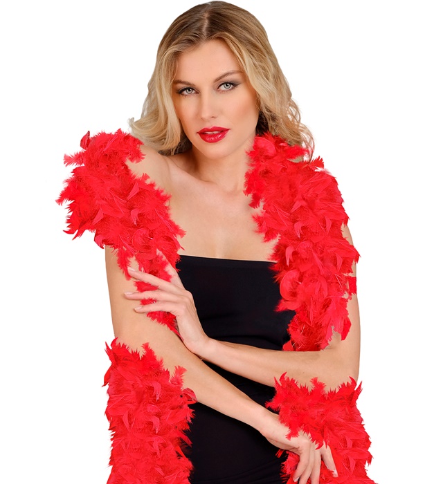 [0367E] "BOA A PLUMES" rouge - 1,80 m - 50 g
