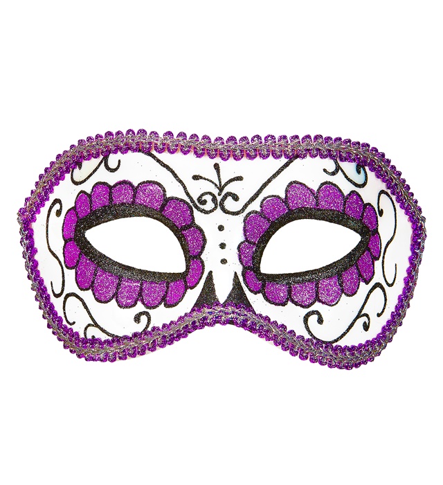 "LOUP UNISEXE JOUR DES MORTS DECORé  NOIR ET VIOLET"