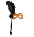 "LOUP NEON ORANGE BRESIL AVEC PAILLETTES HOLOGRAPHIQUES, ROSE, RUBANSET PLUMES"