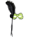 "LOUP NEON VERT BRESIL AVEC PAILLETTES HOLOGRAPHIQUES, ROSE, RUBANS ET PLUMES"