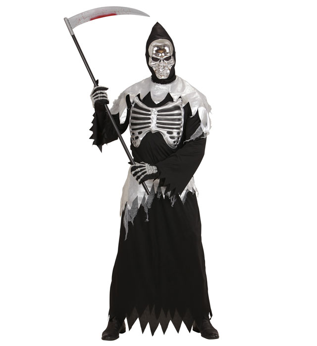 "FAUCHEUR DE LA MORT" (tunique avec cage thoracique, ceinture, masque à capuche)