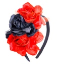 Serre-tête avec 3 roses rouges et noires