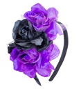 Serre-tête avec 3 roses violettes et noires