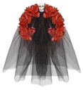 Serre-tête avec 6 roses rouges, avec crâne et voile