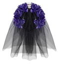 Serre-tête avec 6 roses violettes,avec crâne et voile
