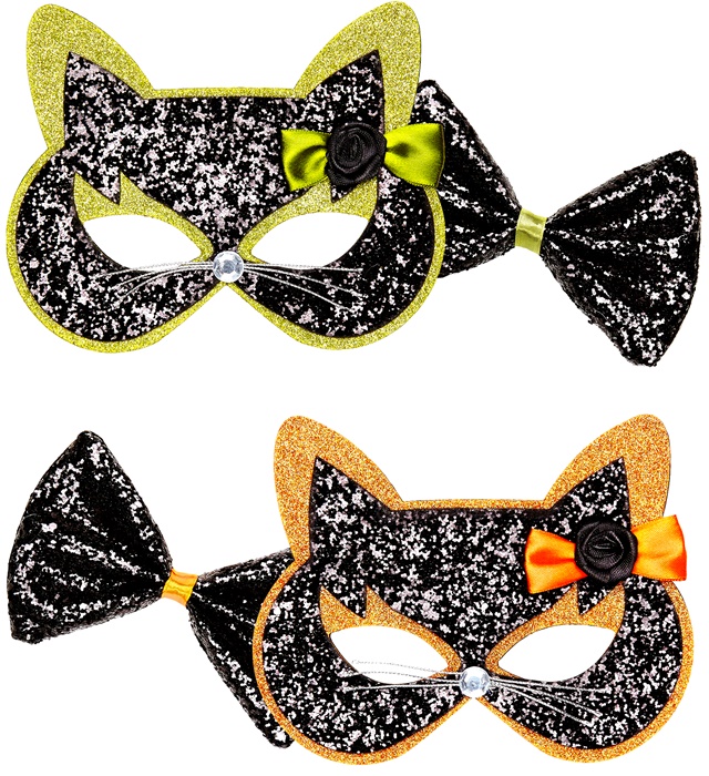 Masque de chat avec noeudpapillon, 2 couleurs assorties