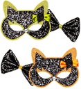 Masque de chat avec noeudpapillon, 2 couleurs assorties