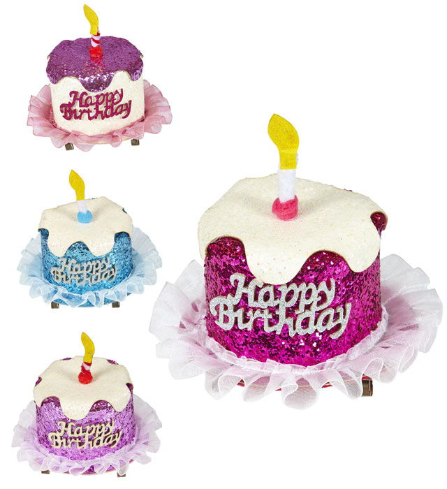 Clip pour cheveux "Happy Birthday" 4 couleurs assorties
