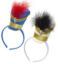 Serre-tête avec mini chapeau de Majorette avec pierre et plume, 2 couleurs assorties