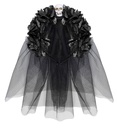 "BANDEAU 6ROSES NOIRES AVEC CRANE ET VOILE"