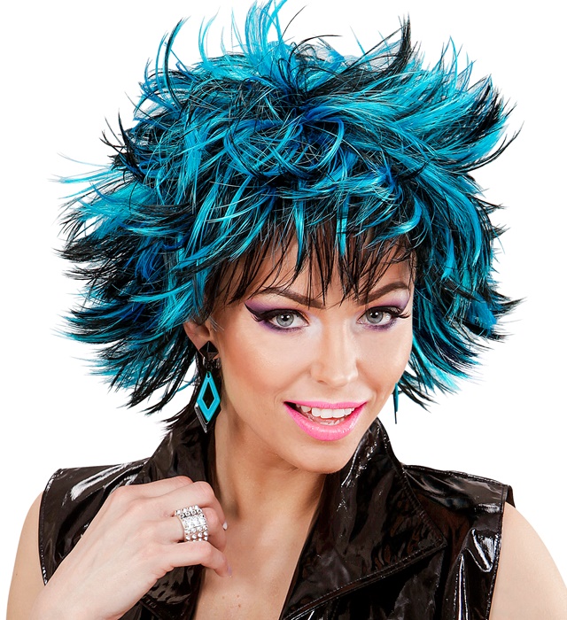 [04415] "PERRUQUE STEAMY NOIR ET BLEU" en boite