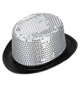 "HAUT DE FORME A PAILLETTES ARGENTE" 11 cm