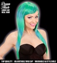 "PERRUQUE DREAM HAIR MELANGE FASHION VERT ET BLEU" en boite colorée
