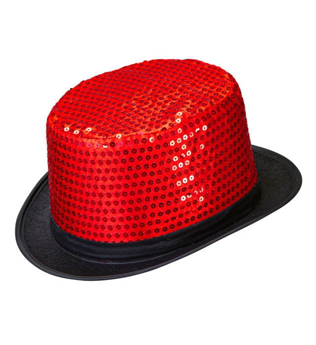 [0452A] "HAUT DE FORME A PAILLETTES ROUGE" 11 cm