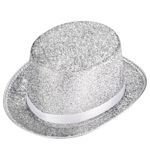 [04542] "HAUT DE FORME LUREX ARGENT" 12 cm
