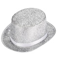 "HAUT DE FORME LUREX ARGENT" 12 cm