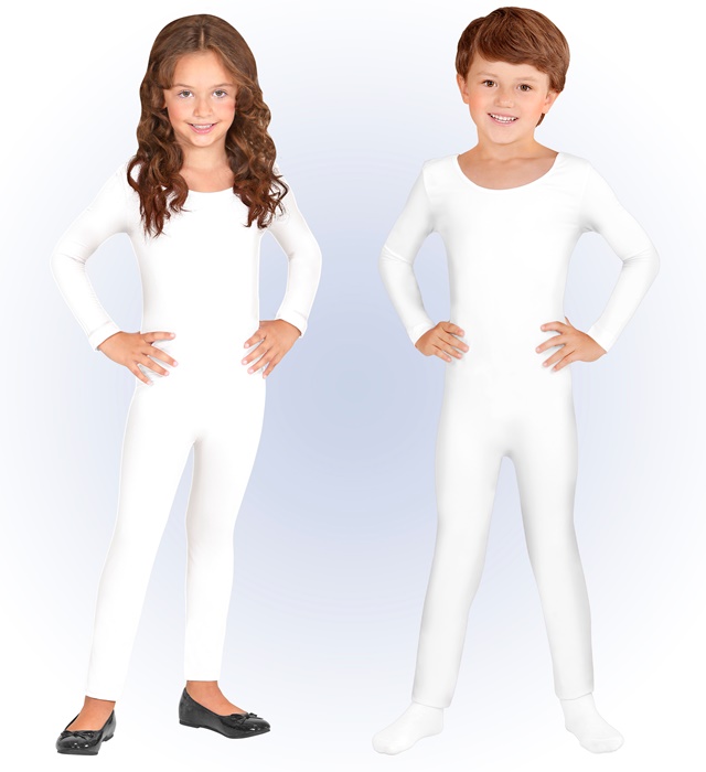 [04551] "JUSTAUCORPS À MANCHES LONGUES BLANC" (116 cm - 128 cm / 4-7 Yrs)