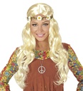 "PERRUQUE HIPPIE/MEDIEVALE AVEC BANDEAU MULTICOLORE ET MARGUERITE" blonde - en sachet