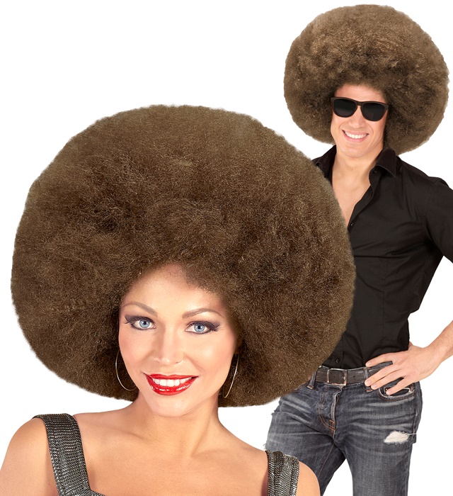 [04671] "PERRUQUE BRUNE EXTRAVOLUME AFRO" top qualité - en sachet
