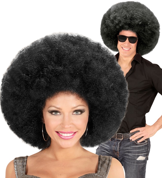 [04673] "PERRUQUE NOIRE EXTRAVOLUME AFRO" top qualité - en sachet