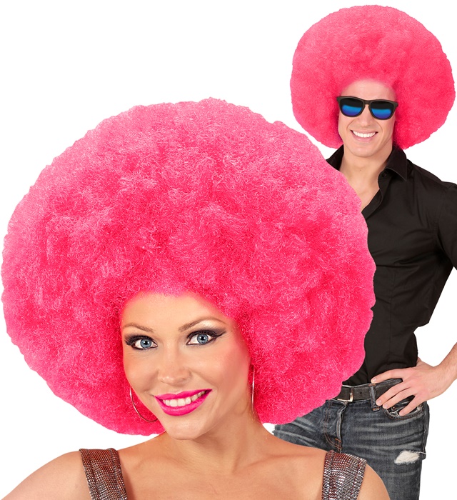 [04675] "PERRUQUE ROSE EXTRAVOLUME AFRO" top qualité - en sachet