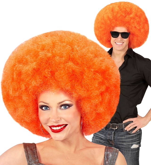 [04677] "PERRUQUE ORANGE EXTRAVOLUME AFRO"top qualité - en sachet