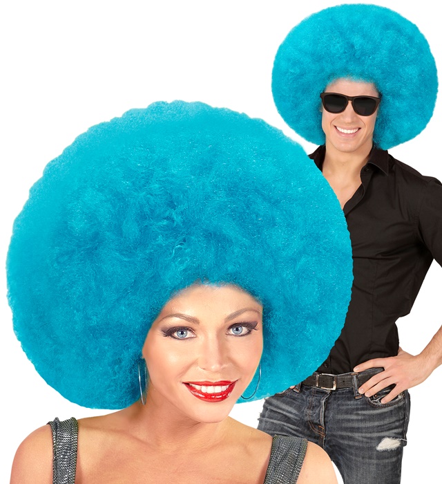 [04679] "PERRUQUE TURQUOISE EXTRAVOLUME AFRO" top qualité - en sachet