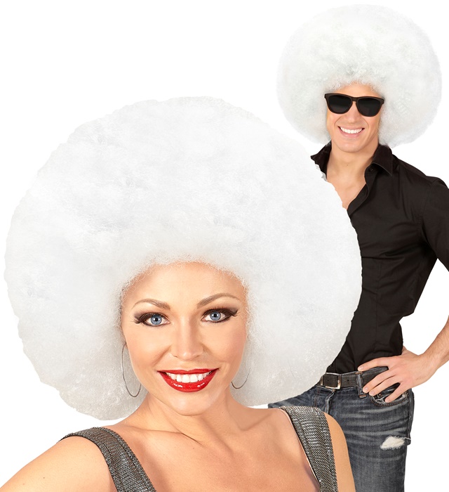 [04682] "PERRUQUE BLANCHE EXTRAVOLUME AFRO" top qualité - en sachet