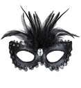 "LOUP NOIR BRILLANT AVEC PIERRE, PERLES ET BORDURE PAILLETTES ET PLUMES"